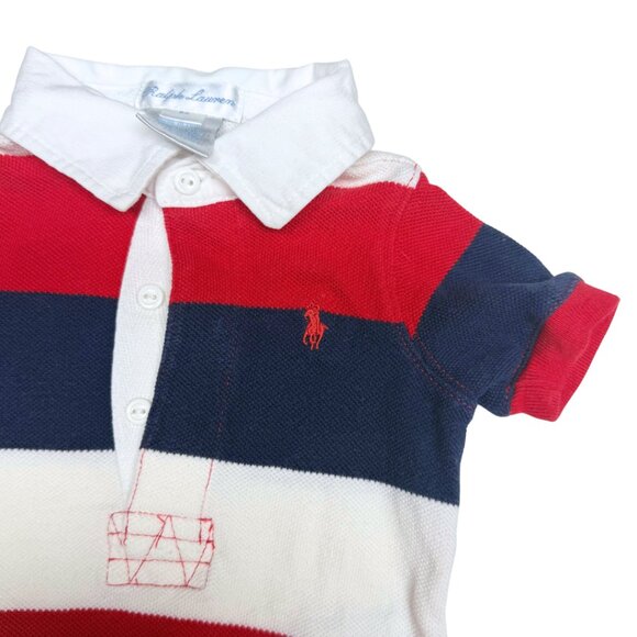 Ralph Lauren Baby Polo Shirt 3M Red White Navy Stripes – Toddler / Infant - Picture 10 of 11